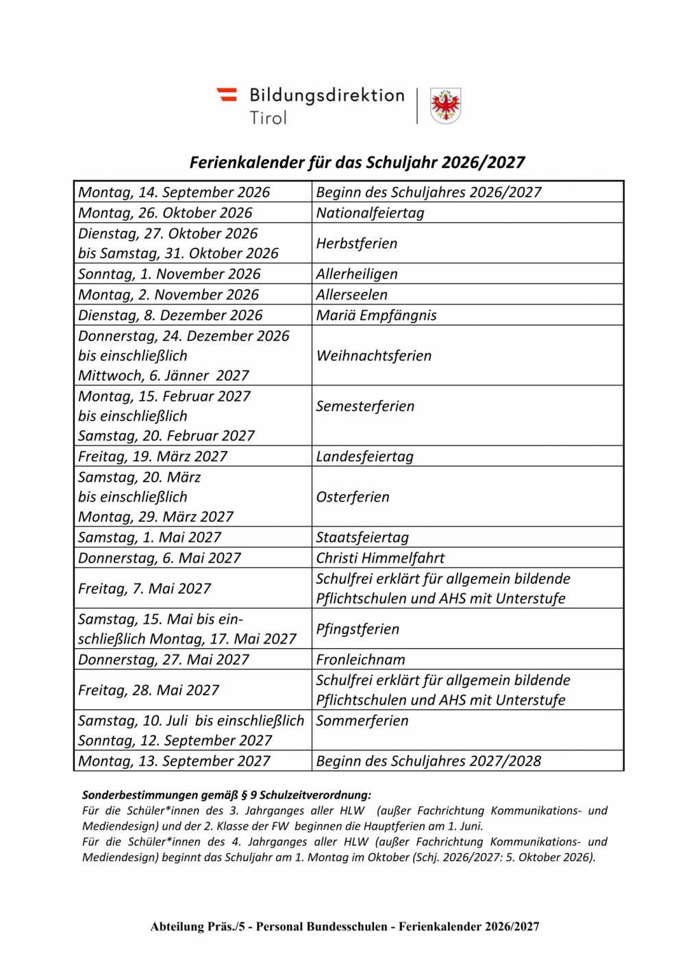 Ferienkalender 2026/27 im PNG-Format
